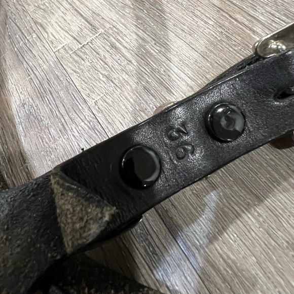 Handmade Colorado Leather Goods 36W Black Belt Silver Buckle Beaded Accent Belt - Picture 9 of 9